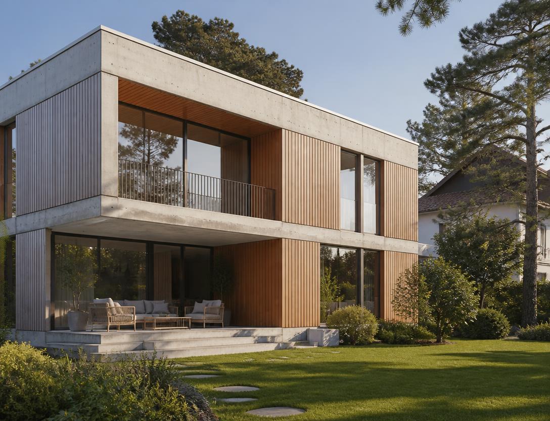 Architekturansicht eines sanierten Wohnhauses als Beispielbild